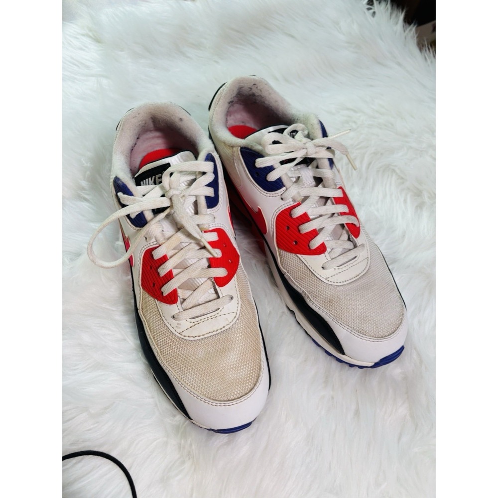Size 9.5 - Nike Air Max 90 Essential‎ Raptors AJ1285-106 WHITE/RED/PURPLE